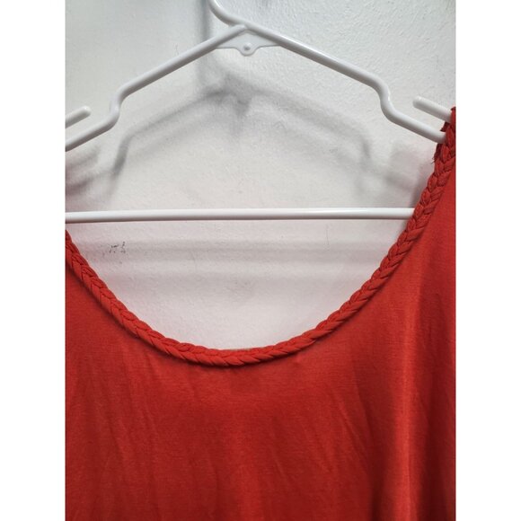 Boston Proper Tunic Top Womens Medium Red Cold Shoulder Bell Sleeve BOHO Holiday - Picture 10 of 11